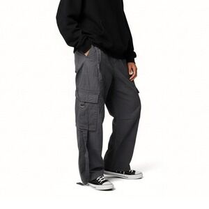 Skater Wide Leg Cargo Pants Drawstring Waist Black L Streetwear Rachel Paige